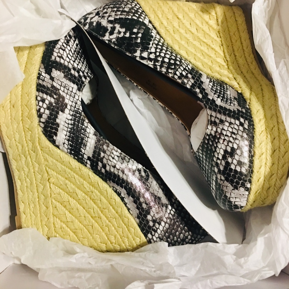 Black & White Snakeskin Wedges
